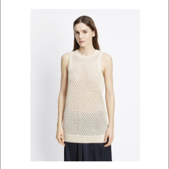Vince Women's Natural Mesh Stitch Cotton Tank Top - Picture 14 of 16